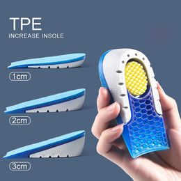 TPE Heightened Insole Height Increase Half Shoes Pad Men Women Silicone Gel Invisible Growing Heel 1-3cm Lift Soles 240506