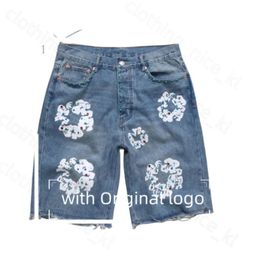 Denim Jeans Shorts Designer Shorts Men's Luxury Casual High Quality Straight Holes Tight Flower Printing Shortpants Slim Hip Hop Street Black Pants Clothing 443