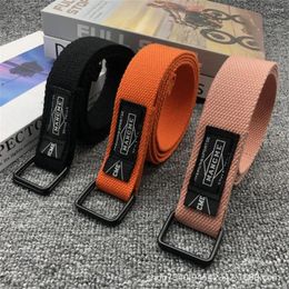 Belts Simple Nylon Braided Belt Women Man Luxury Design Versatile Weave Waist Band Double Ring Waistband