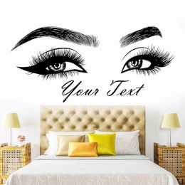 Stickers Eyelashes Brows Vinyl Sticker Beauty Salon Wall Decal, Personalised Text, Eyebrows,Eye Quote, Make Up, Custom Sticker 2154