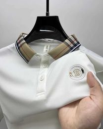 n's T-Shirts 2024 Summer High end Brand Short sleeved Polo Shirt Mens Fashion B-letter Embossed Breathable Ice Silk Casual T-shirt J240506