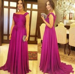 Fuchsia Elegant Mother Of The Bride Dresses Draped Floor Length Plus Size Women Evening Prom Party Dress Mother Wedding Guest Gown1275376