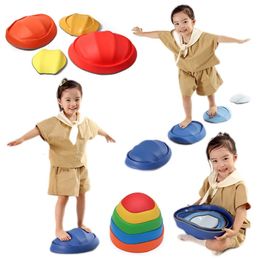 Balance Stepping Stones Kids Non-Slip Textured Surfac Rubber Edges Indoor Outdoor Obstacle Course Toy Exercise Coordination Stre 240506