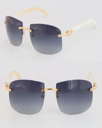 Whole Larger Men Sunglasses Big Rimless White Buffalo Horn Glasses 4189705 C Decoration gold frame Eyeglasses box Frame Size 61848492