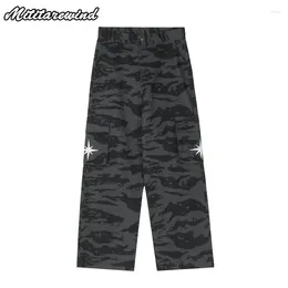 Men's Pants Hip Hop Loose Straight Camouflage Cargo Ins Fashion Retro Embroidery Wide Leg Casual Trousers Y2k Baggy