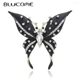 Brooches Blucome Charming Black Butterfly For Women Unisex Enamel Flying Insects Party Office Fashion Pin Gifts