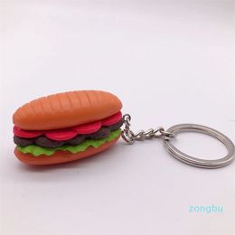 Creative Hamburger Series PVC Keychains Handmade Bag Car Key Chain Pendant Food Keychain Charms Jewelry Gift Promotion