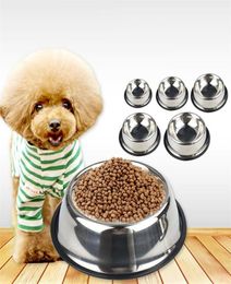 Anti Slip Cats Puppy Travel Feeding Feeder Kitten Stainless Steel Bowl Food and Water Dish Pet Dog Cat Bowl DLH1422814815