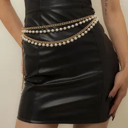 Belts Pants Double Layer Pearl Beads Tassel Dress Accessories Women Waist Chain Metal Corset Body