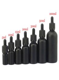 whole 20pcs 10ml 30ml black frosted glass dropper bottles essential oil container e liquid empty bottle5393381