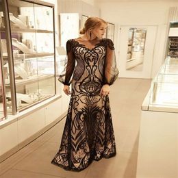 Sleeves Newest Jewel Long Dresses Black Evening Shesth Beads Appliqued Lace Formal Party Gown Custom Made Prom Red Carpet Dress