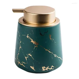 Liquid Soap Dispenser Marble Gold Ceramic Lotion Hand Pump Bottle For El Kitchen Bathroom 400ml(13.5oz)