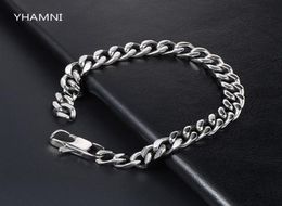 8mm Men039s Bracelets Stainless Steel Curb Cuban Link Chain Silver Color White Gold Bracelet Men Women Jewelry Gift 1721cm HB36127933