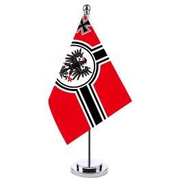 Accessories 14x21cm Mini Flag Of Prussia Banner Desk Stand With Pole The Prussia Cross Eagle Flag Sign Meeting Room Decor