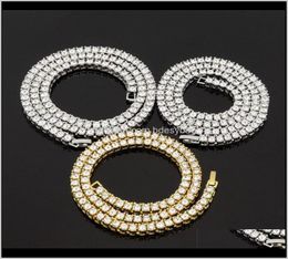 Tennis Graduated Pendants Drop Delivery 2021 Hip Hop Tennis Necklace Bling White Zircon Chains Jewelry Mens Women Fashion 3Mm S8636246