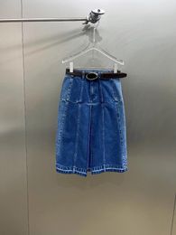 Skirts 2024 Summer And Autumn Colour Combination I-pleated Belt Half Skirt