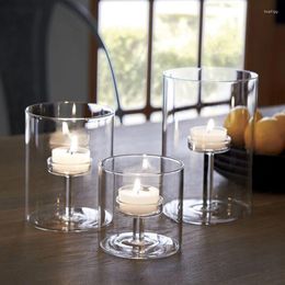 Candle Holders European Simplicity Transparent Glass Holder Home Decoration Candlestick Ornaments Dinner Party Desktop Props