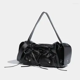 Totes Moto & Bike Drawstring Bow Bags For Women Luxury Designer Handbags And Purses 2024 In Vintage Pleated Shoulder Crossbody