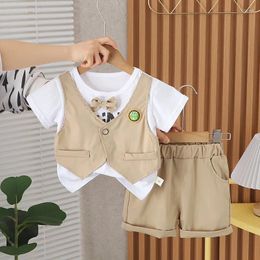 Clothing Sets Baby Boy 1st Birthday Outfit Set 2024 Luxury Designer Summer Clothes For Kids Fashion Short Sleeve T-shirts And Shorts Boys