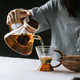 Sets Ins Creative Nordic Teapot High Borosilicate Glass Transparent Heat Resistant Tea Pot Set Filter Coffee Pot Office Set Home Tool