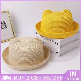 Berets Straw Material Bucket Hat Lace Decoration Foldable Diameter About 23cm Childrens Sunscreen 56g