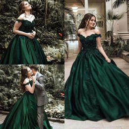 Dark Green Appliques Shoulder Evening Lace Vintage Off Beaded Princess Prom Dresses Customised Gowns For Formal Events mal