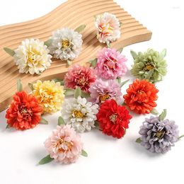Decorative Flowers 10Pcs Artificial Heads 7cm Fake For Home Decor Wedding Marriage Decoration DIY Craft Garland Gift Accessories