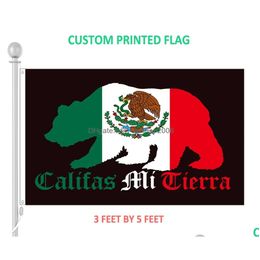 Banner Flags Custom Califas Mi Tierra Aztlan Polyester Flag Decorative W/ Two Grommets 3X5 Feet Drop Delivery Home Garden Festive Pa Dhtjt