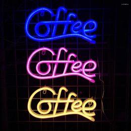 Table Lamps Holiday Neon Light Led Coffee Letter Sign Lamp Battery-powered With Flicker-free For Eye-catching