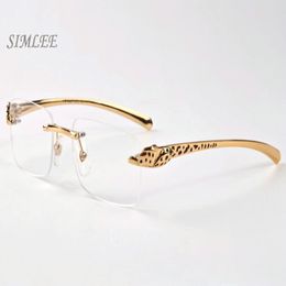 2018 vintage designer sunglasses for men women rimless buffalo horn glasses gold leopard frames cheap sunglasses womens eyeglasses with 337o