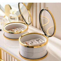 Storage Bottles European Exquisite Jars And Lids Glass Cover Can Dressing Table Double Layer Ring Earring Jewelry Box Cosmetic Jar