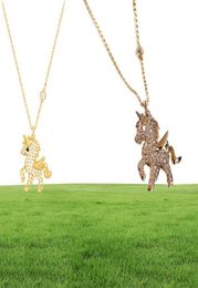 Fashion Unicorn House Animal Necklace For Woman 2022 New Shiny Diamond Korean Jewellery Party Girl039s Sexy Clavicle Chain21277016098294