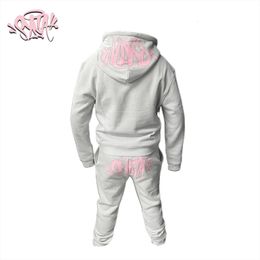 Syna World Casual Grey Tracksuits y2k Street style Fashion Sports Hoodies Long Pants Set For Men Women Sweatshirt Tops Trousers 240428