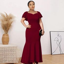 Party Dresses Women African Evening Dress Slim Long Mermaid Butterfly Sleeve Maxi Square Collar Plus Size 4XL 5XL