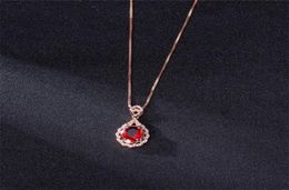 Genuine Real 14 K Rose Gold Pendant Natural Ruby Necklace Jewellery Slide Joyeria Fina Para Mujer Gemstone 14K Collares Necklaces 216602181