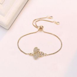 Charm Bracelets Cute Cubic Zirconia Bee For Women Gold Chain Crystal Bracelet Adjustable Animal Femme Jewelry3251700