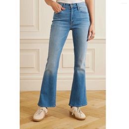 Women's Jeans American Designer Brand Printer M Sky Blue High-waisted Slim-fit Flared For Petite Women Spring 2024