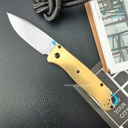 BM 535 Bugout Outdoor Folding Knife 3.07'' S90V Steel Drop Point Blade Brass Handle Military Combat Pocket Knife EDC Hunting Tools