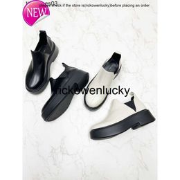 Dress Shoes Small crowd The row shoes Women Designers Rois Leather French small boots Women's thick soled high flat soled thick heel Korean