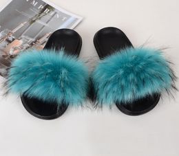 Summer Women Slippers Imitation fox fur plush slippers imitation raccoon fur nonslip flip flops Flat Slides Fashion Slip8147445