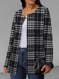 Women's Jackets Women Fashion Plaid Printed Outerwear Casual Full Long Sleeve Jacket Coats Ladies Chic Tops