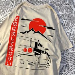Men's T-Shirts Japanese Style Car Funny Original Design Man Cotton Clothing Loose Breathable Short Slve Summer Oversized Tshirt H240506
