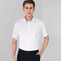 Men's Dress Shirts Summer thin pure white non ing business casual slim fitting fashionable work clothes breathable mens short sled shirt d240507