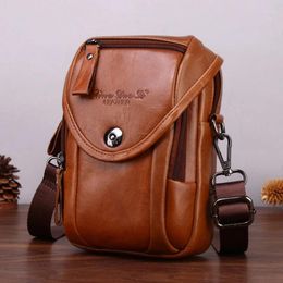 Bag Retro Small Messenger Genuine Leather Mobile Phone Luxury Handbags Men Bags Designer Shoulder Man Mini Crossbody