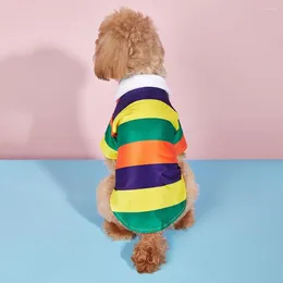 Dog Apparel Pet T-shirt Adorable Cat Pullover Polyester Dress-up Durable Stripes Pattern Two-legged Shirt