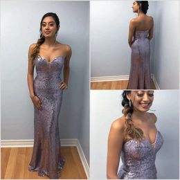 Modest Customised Mermaid Sleeveless Prom Dresses Strapless Evening Dress Sequined Floor Length Zipper Formal Party Bridesmaid Gown 0431