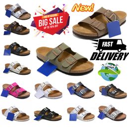 Designer clogs sandals buckle sliders slippers for mens womens Slippers Cork Flat Fashion Summer Leather Slide Beach Casual flip flops size 36-45