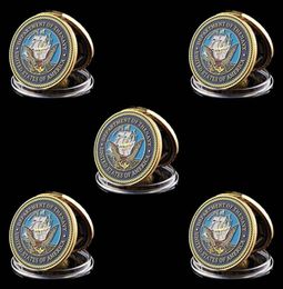 5pcs Military Challenge Coin Craft American Department Of Navy Army 1 oz Gold Plated Badge Metal Crafts WCapsule1964421