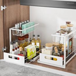 Kitchen Storage 2Tier Under Sink Organiser Pull-Out Multifunctional Shelf Cabinet Spice Rack For