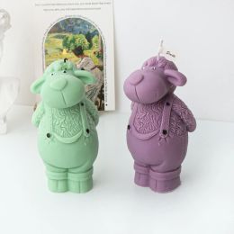 Candles 3D Standing Cute Carrying Sheep Candle Silicone Mould Sheep Animal Statue Resin Silicone Mould Sheep Cake Chocolate Silicone Mould